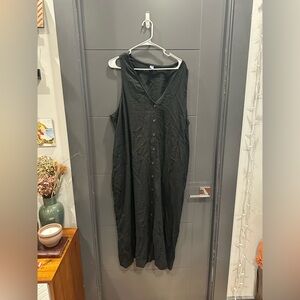 Old Navy Black Sleeveless Button-Down Dress